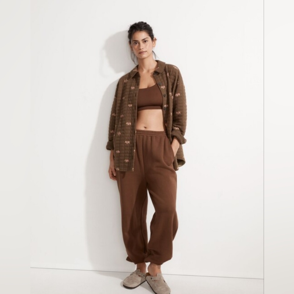 Madewell MWL Betterterry Oversized Sweatpants XL Forage Brown